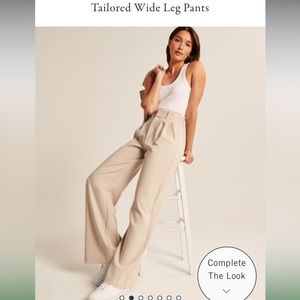 NWT Abercrombie & Fitch Tailored Wide Leg Pants Cream Size S